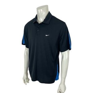 Nike Golf Dri-Fit UV Black Blue Solid And Mesh UV Golf Polo Shirt Mens XL